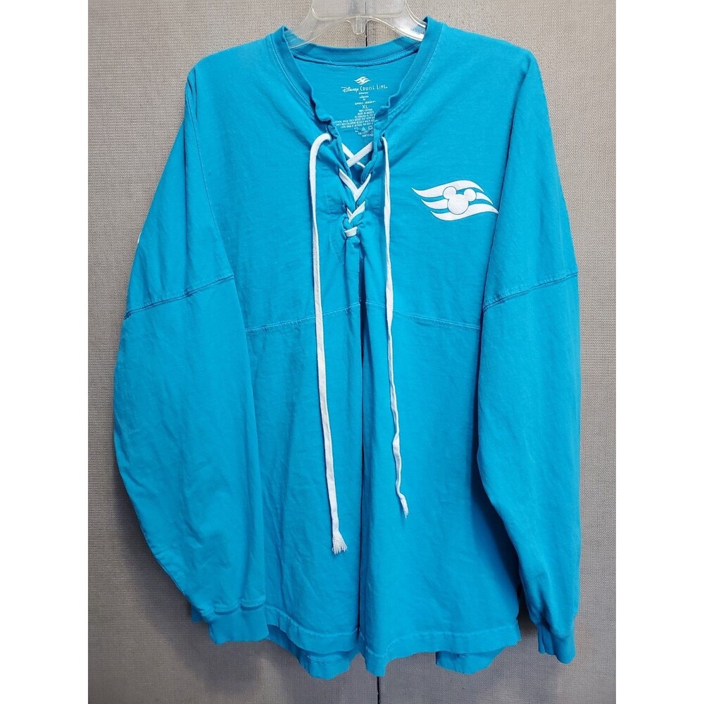 Disney Cruise Line Blue Long Sleeve Lace-Up Neckline Spirit Jersey Size XL